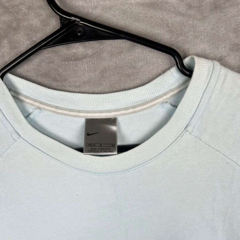 Nike‎ Light Blue Long Sleeve Crewneck Sweatshirt Pullover Top 2000s M(8-10)